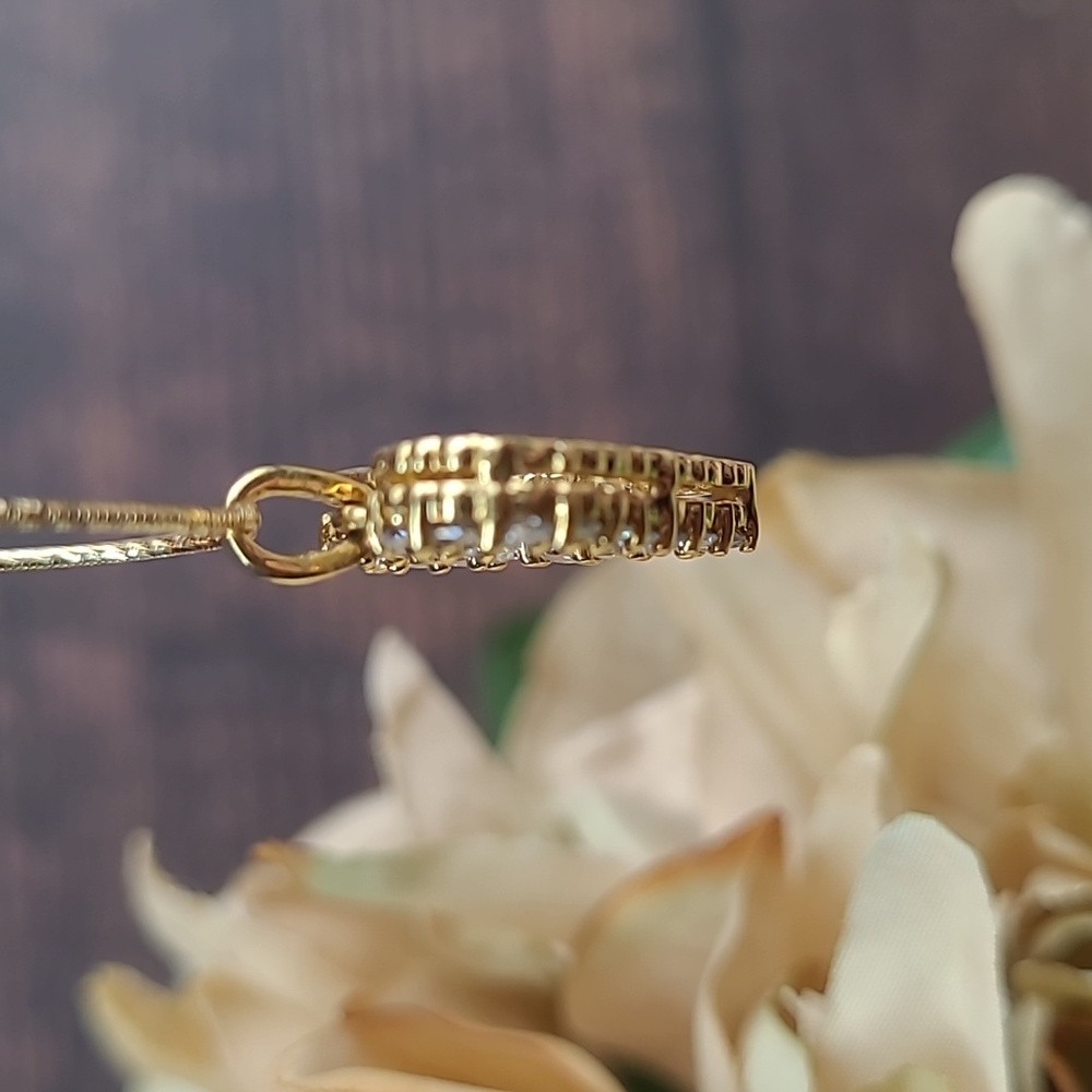 ♡VALENTINES DAY SPECIAL♡ 1CT TDW 18KT YELLOW GOLD HEART PENDANT - Picture 6 of 12